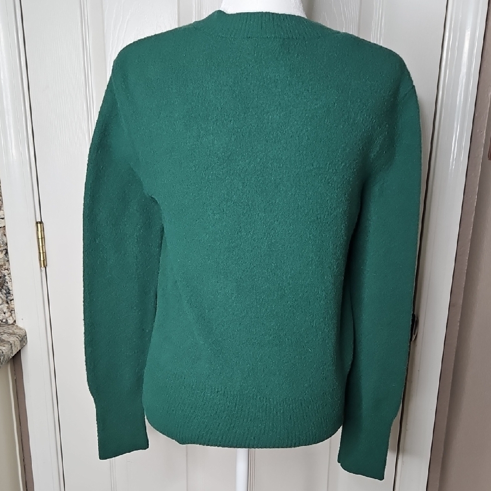 WICKED Green Cardigan gold Buttons with Embroidered W flying Monkey Size Medium - Picture 7 of 13
